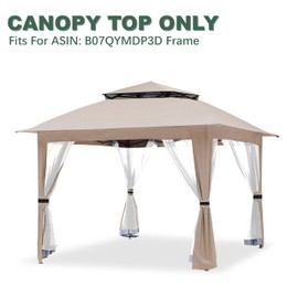 Beige Gazebo Replacement Cover Compatible with SUNJOY 11x11 Pop Up Gazebo Frame