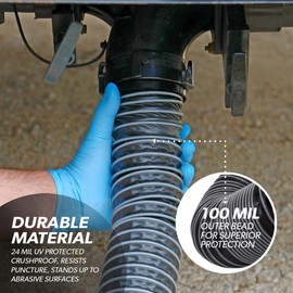 Valterra Silverback™ 15-Foot RV Sewer Hose Kit, Universal Sewer Hose for RV Camper, Includes 15-Foot Hose with Rotating Fittings, 90 Degree ClearView Sewer Adapter and 2 Drip Caps