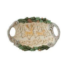 Enesco Jim Shore Heartwood Creek Woodland Tray with Deer Scene, 1.77 Inch, Multicolor