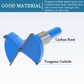 QUARKZMAN 1 x 42 mm Forstner Drill Tungsten Carbide Wood Hole Saw Auger Opener for Furniture Plastic Door Hinge Blue Grey