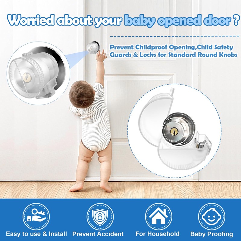 Door Knob Safety Self-locking Cover for Kids,Prevent Childproof Opening,Easy Install&Use,Child