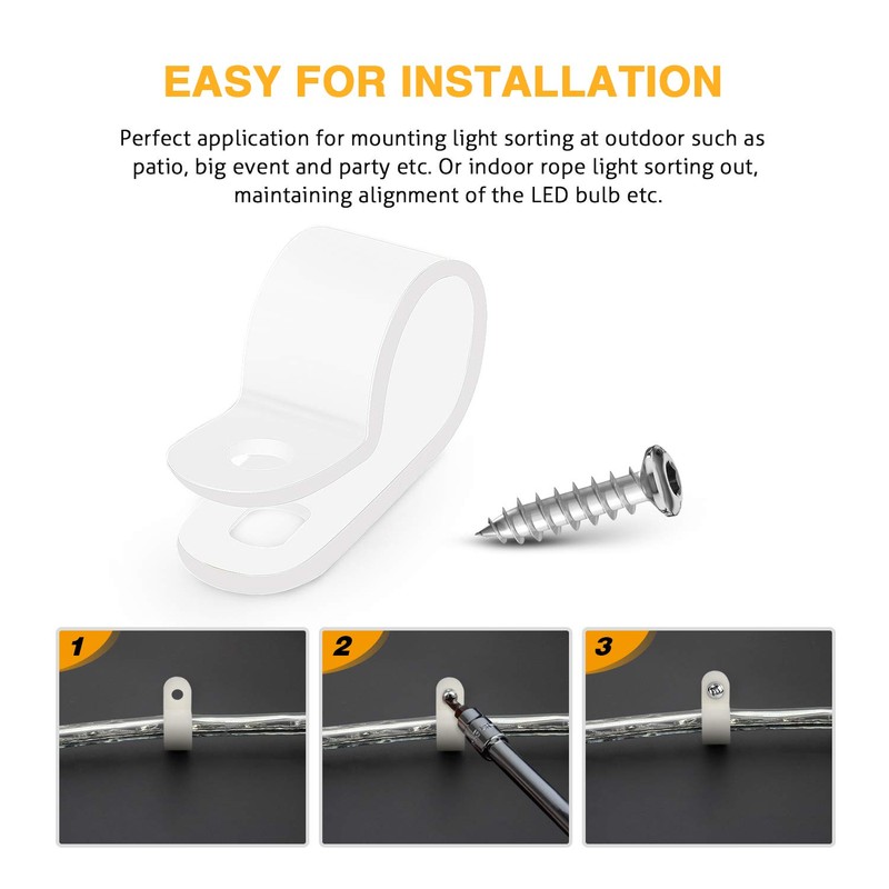 GOOACC 1/2 Inch Rope Light P-Style Mounting Clips with Pan