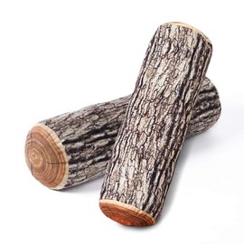 Winter Flower 2 Pack Wood Log Pillows, 3D Digital Print Tree Stump Decorative Round Throw Pillows Wood Trunk Stump Cylinder Cushion for Home, Couch, Sofa, Living Room Decor