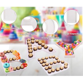 4PCS Wooden” Baby” Charcuterie Letters 12 Inch Fillable Cardboard Letters for Baby Shower, Cupcake Chocolate Candy Dessert Wood Decorative Tray for Baby Shower Party Food Dessert Table (Baby-White)