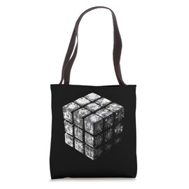 Magic Cube 3D Wireframe - Vintage Magic Cube Lover Tote Bag
