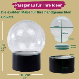 Snowglobe for You 40053 DIY Snow Globe with 1 x Snow | Do it Yourself with Glass Ball and Polyresin Base | 100 mm Diameter 120 mm Height | Black