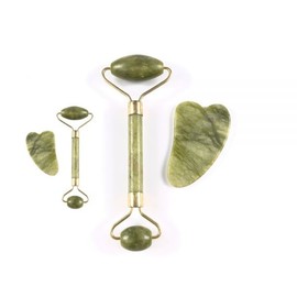휴대용 페이스롤러 셀프 전신 얼굴 하트괄사 옥 경락마사지 2종 1세트 Portable Face Roller Self Whole Body Heart Gua Sha Jade Meridian Massage 2 Types 1 Set