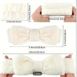 ALBS Women and kids 3 piece Spa Hairband and Wristband Set in Sky Blue. Soft, Stretchy Bow Headband and Comfortable Cuffs for Daily Wear, Face Washing, Make Up Application and Sports