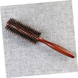 FOMIYES Cylinder Curling Comb Round Hair Brush for Women Bristles Twill Wood Handle Random Color