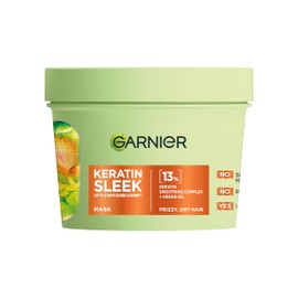 Garnier Keratin Sleek Hair Mask, Up to 3 Days of Sleek & Shine, with 13% Keratin Smoothing Complex and Argan Oil, For Frizz Prone & Dry Hair, Long Lasting Sleek Look, 370ml