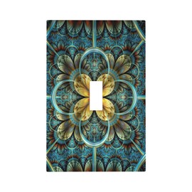 Spshian Light Switch Cover Boho Fractal Mandala 1 Gang Wall Plate Cover Bohemia Single Toggle Outlet Covers Decorative Switchplate Electrical Faceplate for Bathroom Bedroom Decor