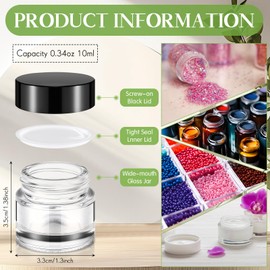 Norme 140 Pack 10ml Thick Glass Jars with Airtight Lid, Empty Round Lip Balm Container Tiny Sample Jar for Cosmetics, Lotion, Cream, Oil, Wax, Makeup, Skincare, Travelling, Retail Store(Clear)