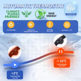 TOPDURE 120V 6FT Self-Regulating Pre-Assembled Water Pipe Heat Cable for Pipe Freeze Protection, Energy-Saving Pipe Heating Cable Keeps Water Flowing at -40°F