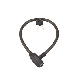 Schloss mit Schlüssel, Stahlkabel, PVC-ummantelt, für Fahrrad, sicheres Verschlusssystem mit 2 Schlüsseln – Länge 0,6 m – Durchmesser 12 mm – Farbe Schwarz THIRARD