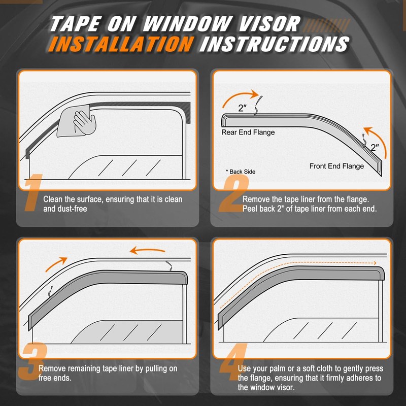 4Pcs Car Window Visors Rain Sun Guard Deflector Compatible with