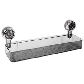 MiOYOOW Clear Shower Caddy, Heavy Duty Suction Cup Shower Shelf Wall Mounted with Draining Holes for Bathroom Dorm Kitchen