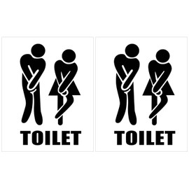 ENDBOOM Pack of 2 Toilet Stickers, Bathroom Decorations, Toilet Signs for Men and Women, 3D Toilet Stickers, PVC Stickers, Funny Toilet Door Signs (Black)