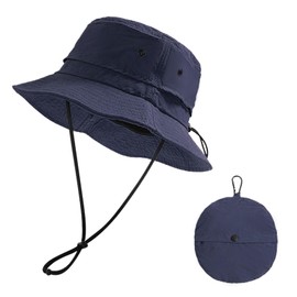 YIYIW Packable Bucket Hats Women Adjustable Summer Lightweight Quick-Dry Hat Foldable Beach Fishing Cap (CA/US, Alpha, One Size, Navy)