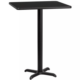 Belnick 30" Square Black Laminate Table Top With Base - Bar Height Restaurant Table