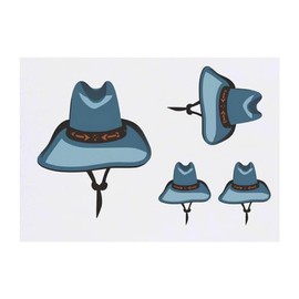 Azeeda 4 x 'Cowboy-Hut' Temporäre Tattoos - Wasserfest, Hautfreundlich & Ungiftig · Transfers in Verschiedenen Größen (TO00068622)