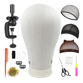 STUDIO LIMITED Polyurethane Canvas Block Head DIY Wig Making Kit (12pcs), Mannequin Head with Stand for Styling and Display (23" Set)