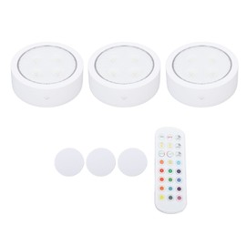 3Pcs Puck Lights with Remote RGB Colorful Effect LED Battery Operated for Kicthen Cabinet