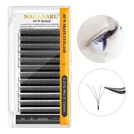 Nagaraku Extensiones De Pestañas 4d W Fibras Tecnológicas Color Negro Espesor 7 Mm Largo 8.15 Mm Tipo De Curvatura C