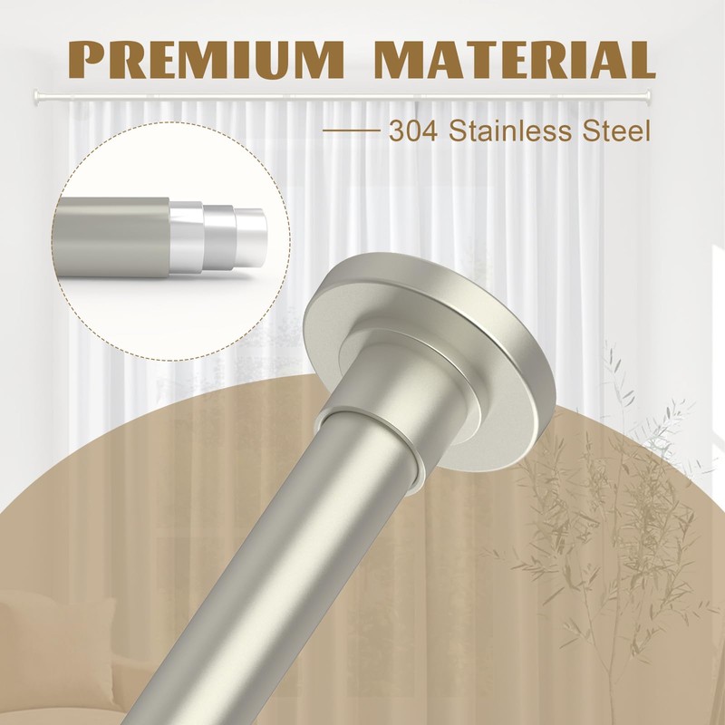 Brushed Nickel Shower Curtain Rods - 31-80 Inch Spring Tension