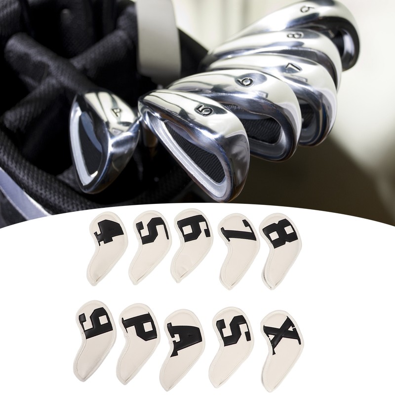 10pcs set PU Waterproof Golf Club Iron Cover Fine Sewing