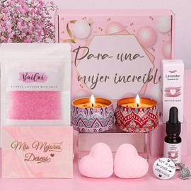 Set de Bao y spa Corporal, Regalos para San Valentin, Velas de Aromaterapia, Crema de Manos, El regalo Perfecto para Amigas, Madres y Hermanas, un Regalo de San Valentn para Novias y Esposas
