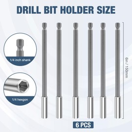Drill Bit Holder 6’’, Drill Bit Extension 6 Pcs, Magnetic Bit Holder 1/4’’ Hex, Drill Extension Bit Holder CR-V Steel Quick Change for Screwdriver Bit Nut Drill Socket by XIOGZAXI