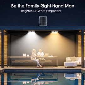 UPONUN Solar Ceiling Light Motion Sensor 2 Pack, Dimmable 6000K/4000K/3200K Solar Shed Light with On Off Switch & Remote, Daytime & Night Barn Lights Indoor & Outdoor for Porch Patio Stable Gazebo