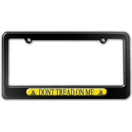 Graphics and More Gadsden Flag Don't Tread on Me License Plate Tag Frame - Color Gloss Black