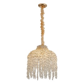 5-Light Crystal Chandelier Adjustable Height Pendant Light with Grape-Shaped Crystal Bead Strings Modern Ceiling HangingShade  color: gold, Design Style: Modern, Lamp Power(W): no bulbs, Number of Lights: 5