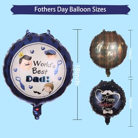 Happy Fathers Day Balloons Set, 18 Inch 9 Pcs Fathers Day Foil Balloons, Father's Day Decorations for Father's Day Party