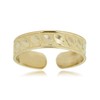 AVORA 10K Yellow Gold Adjustable Diamond-cut Leaf Toe Ring