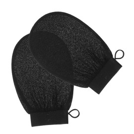 PACKOVE 2-Piece Exfoliating Mitts Set Gentle Dead Skin Remover Glove for Deep Cleansing Black Shower Exfoliating Gloves for Body Scrub Suitable for Skin Types