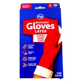 KROGER 3 PAIRS MEDIUM Comfort REUSABLE Gloves EXTRA LONG CUFF Superior Protection, RED