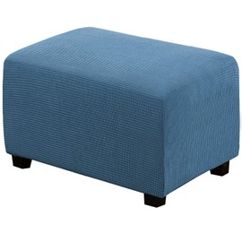 H.VERSAILTEX Ottoman Slipcovers Rectangle Footrest Sofa Slipcovers Footstool Protector Covers Stretch Fabric Storage Ottoman Covers, High Spandex Lycra Slipcover 35" x 30" x 18"(X-Large, Dusty Blue)