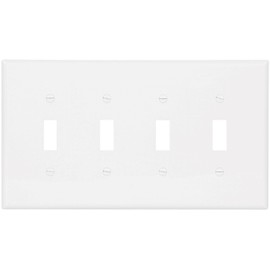 Eaton PJ4W Mid-Size Polycarbonate 4-Gang Toggle Switch Wallplate, White
