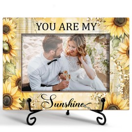 Family Picture Frame - You Are My Sunshine, Inspirational Gifts for Family Friends, Wooden Picture Frame with Stand, 4"x6" Picture Frame for Tabletop Display, Home Office Desk Decor Shelf Display/XK68