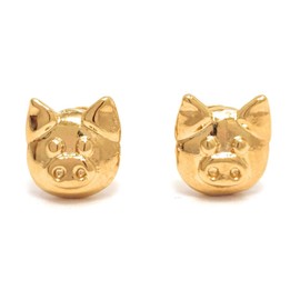 Collar Cerdito - Collar de Puerquito - Aretes de Cerdito - Dije de Cerdito con Corazon - Set de Joyeria - Pig Necklace - Chapa de Oro Calidad Premium - Elegantia Jewelry (Set Cerdito)