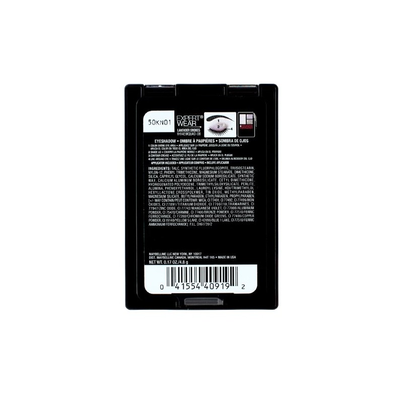 Maybelline New York Expert Wear Eyeshadow Quads, Lavender Smokes, 0.17