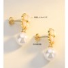 TIFLA Women's Earrings, Pearl, Dangling, 925 Silver, Four Leaf Clover,