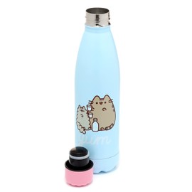 Puckator Pusheen - Stainless Steel Water Bottle - Cold for 24h and Hot for 12h - Metal Water Bottles with Cat Foodie Design - Double Walled Modern Thermos Flask - Bpa Free - 500 ml