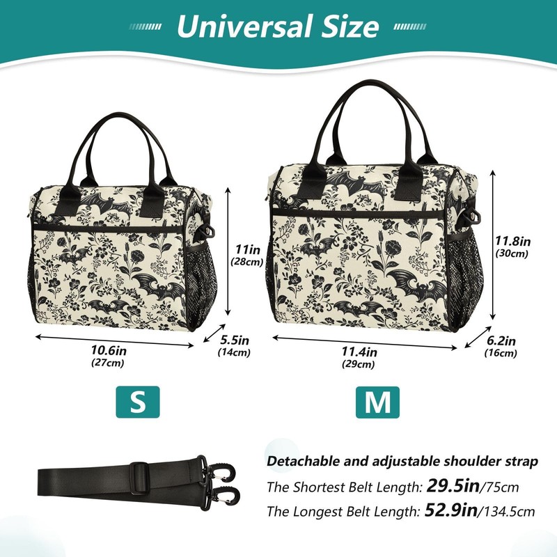 Goth Bat Pattern Lunch Bag & Lunch Box for Women