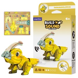 mierEdu - Soundwunder 3D Puzzle Parasaurolophus - Interactive 3D Puzzle with Sound Module - Educational Toy for Children from 6 Years, Easy to Assemble