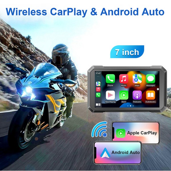 YGT New 7 inch IP65 Motorcycle Android Auto Universal Wireless