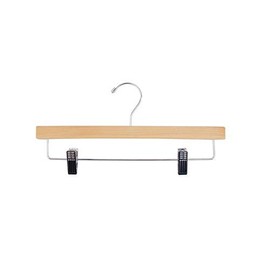 NAHANCO 6214RCCHHU 14â Wooden Pant Skirt Hanger with Chrome Hook and Clips, Natural (Pack of 25)