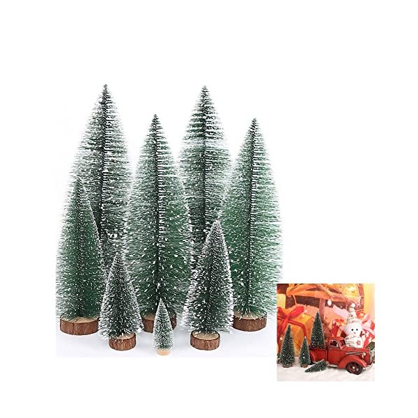 Pack of 8 Mini Green Artificial Christmas Trees, Miniature Small